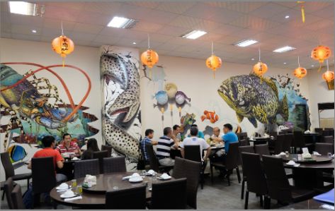 垫江海鲜餐厅墙体彩绘